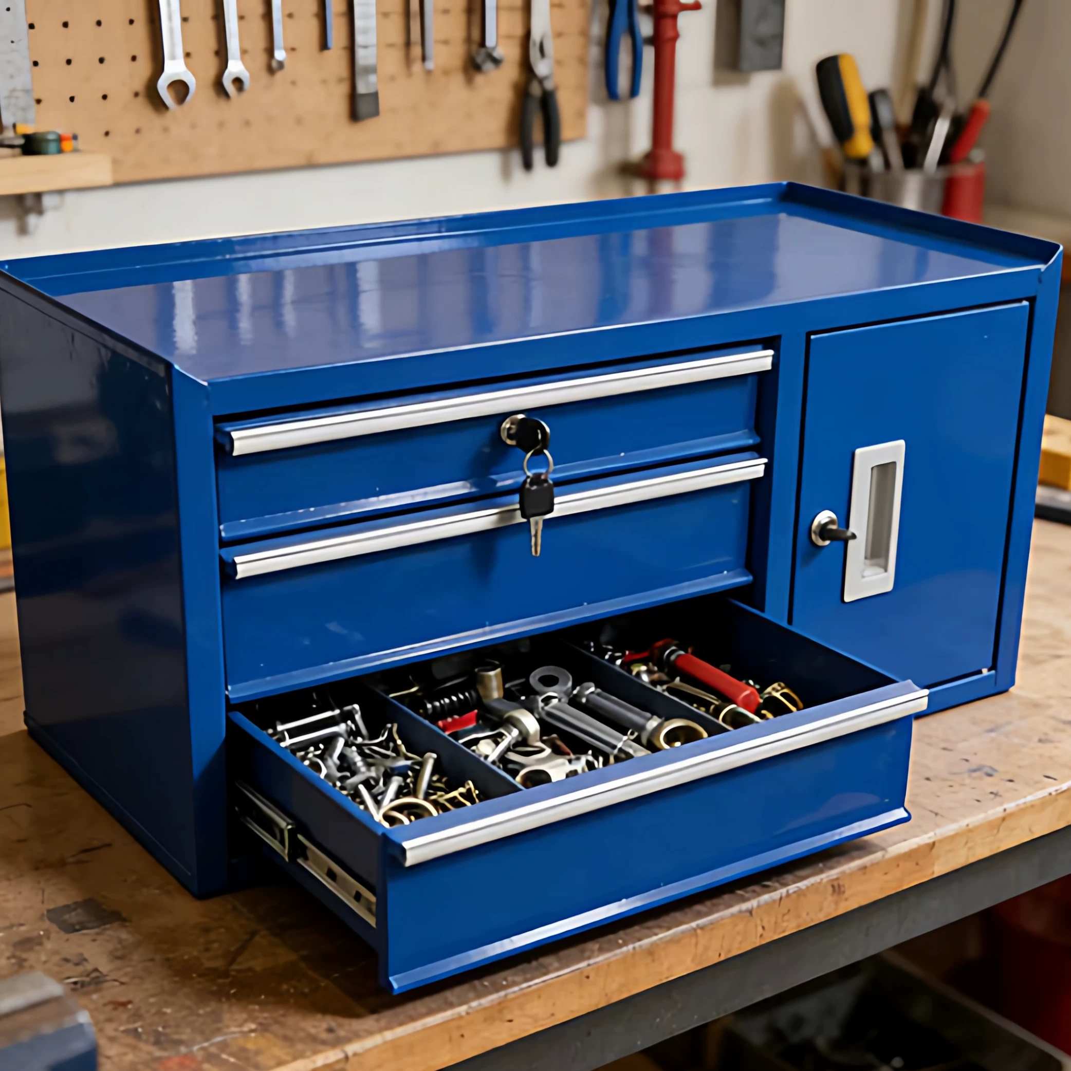 Workshop Tools Box - Multifunctionele ijzeren bureau gereedschapskast, metalen opbergdoos