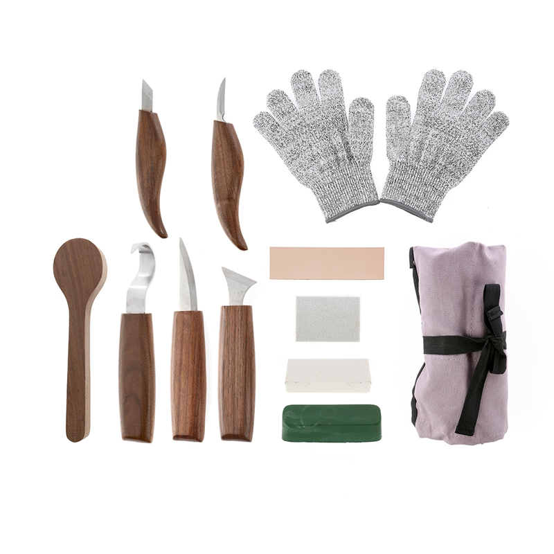 Chisel Set Wood - 12-delige walnoot chromen vanadium staal snijset