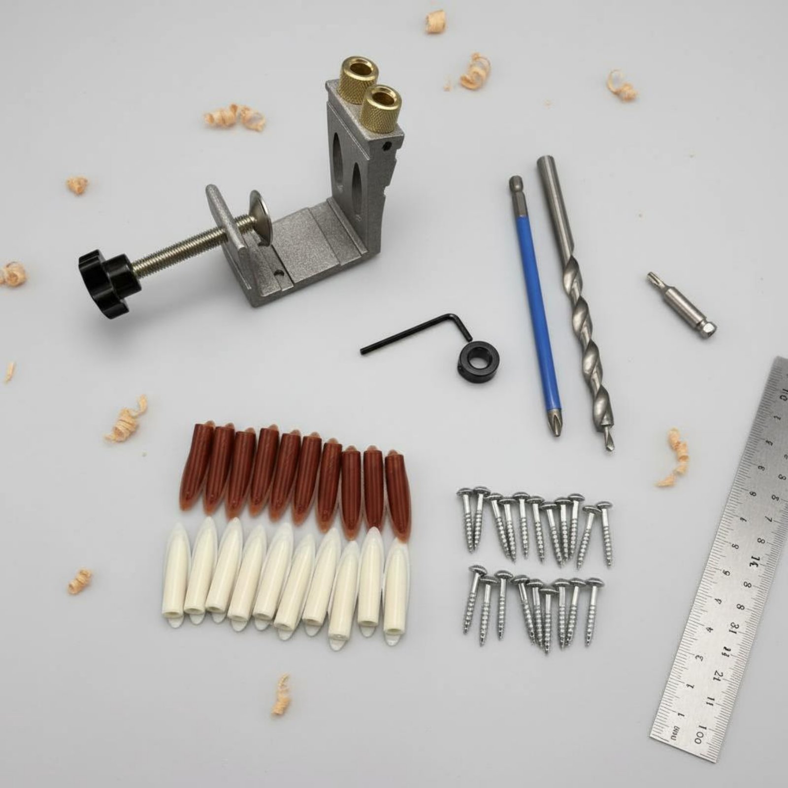 Pocket Hole Jig - 47-delige hoekige gatboorjig voor sterke verbindingen,