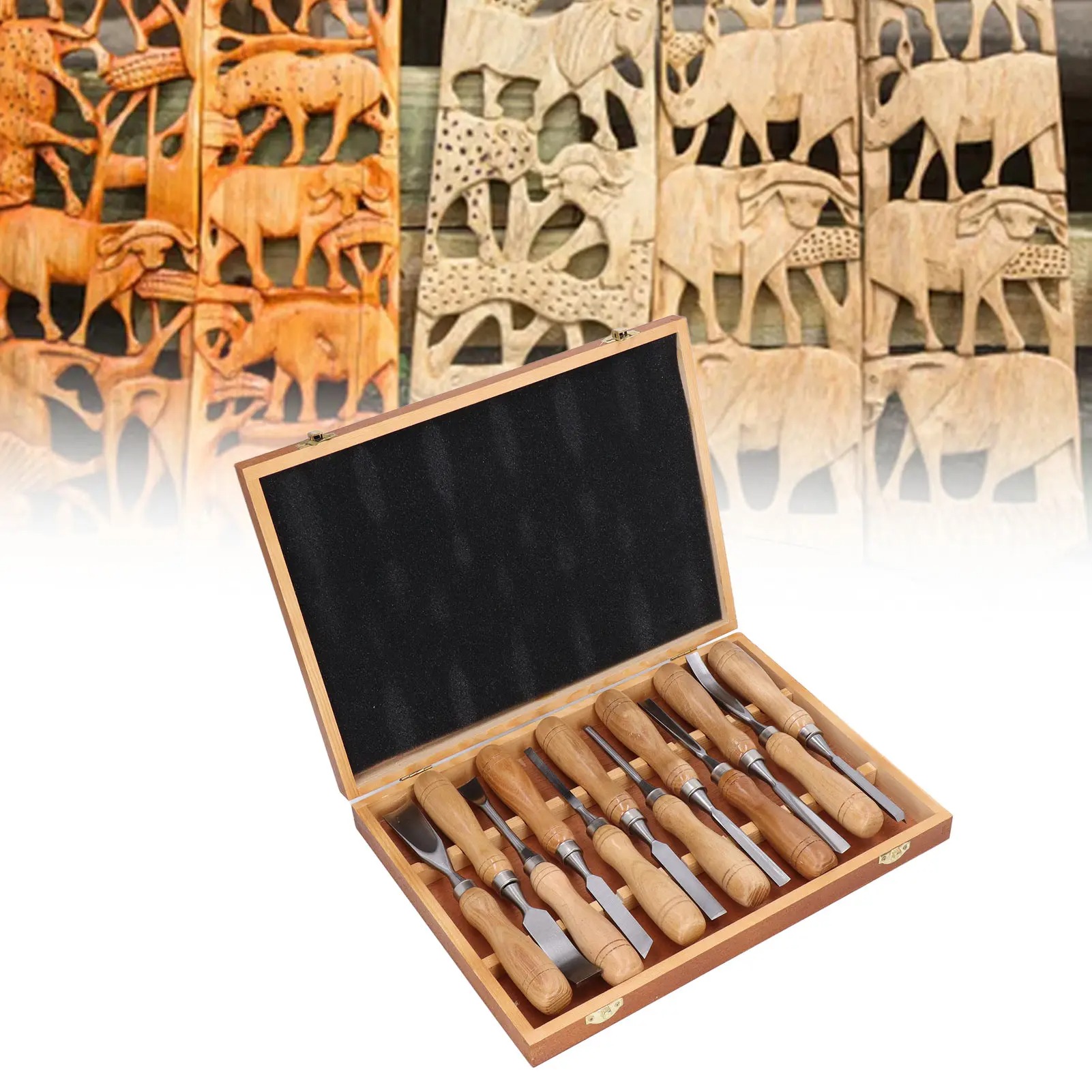 Chisel Set Wood - 12 stks/set Houtsnijwerk Gereedschap, CRV Blade