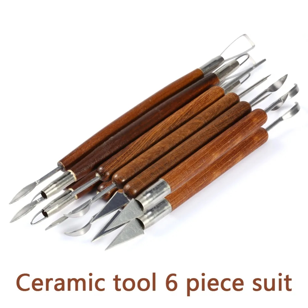 Chisel Set Wood - 6PCS Beeldhouwen Gereedschap Aardewerk Houten Handvat