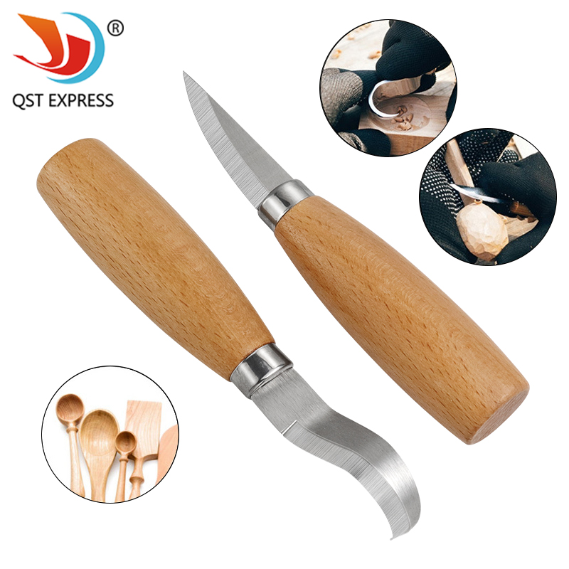 Chisel Set Wood - Roestvrij ijzeren vleesmes Beukenhouten handvat Gebogen