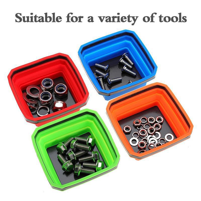 Magnetic Parts Tray - Kleurrijke vierkante siliconen opvouwbare magnetische onderdelenbak