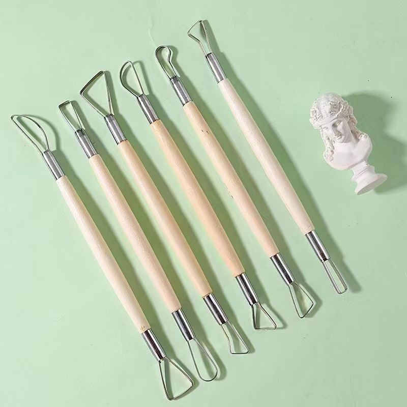 Chisel Set Wood - 6 STKS houten handvat wax aardewerk